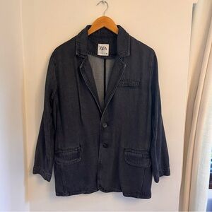 Zara Alexa Charcoal Denim Blazer